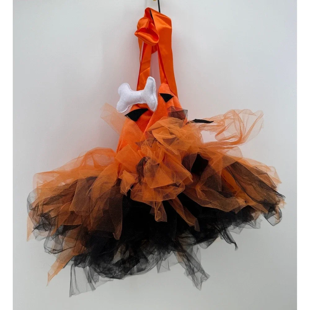 Girls Pumpkin Halloween Costume Skirt Orange Black Tulle 2T New Tutu World
